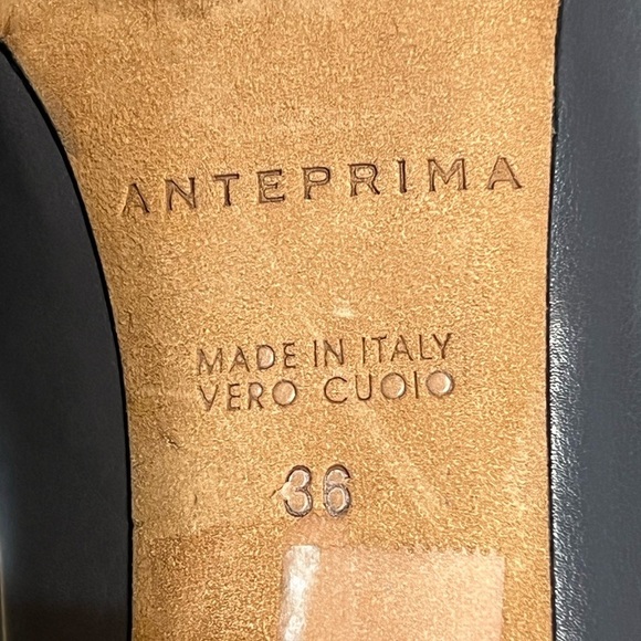 ANTEPRIMA Milano Leather Loafer Pump Grey 3”Block Heel Business Women EU36/US5.5 - Picture 11 of 11
